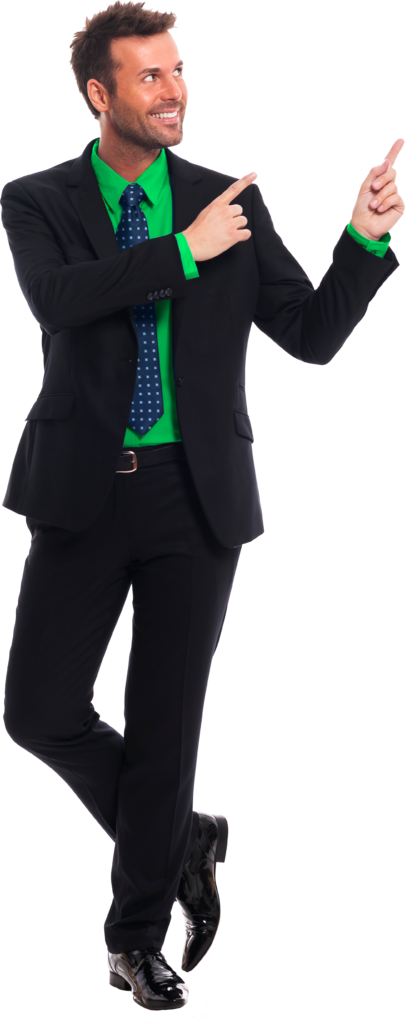 homem apontando-verde